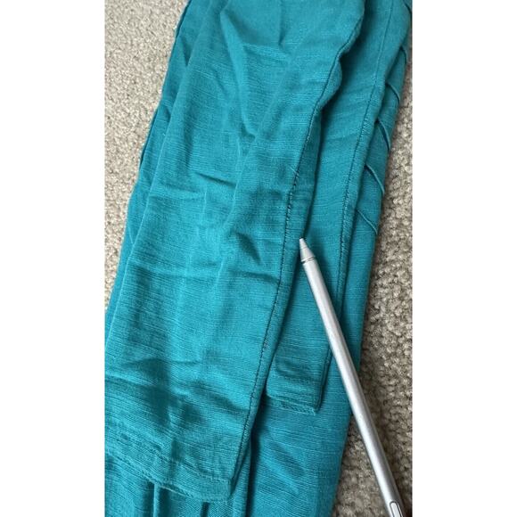 Mid Length Teal Kurta Shalwar Linen Stitched Traditional Women Dress Pant Large - Picture 9 of 16